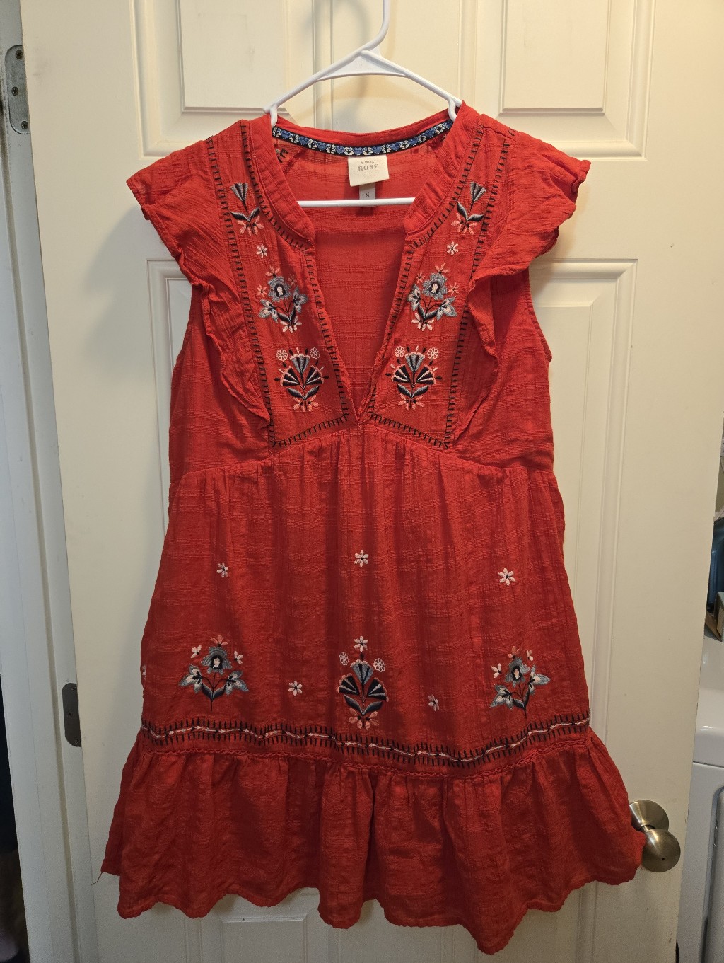 Red Embroidered Boho Dress
